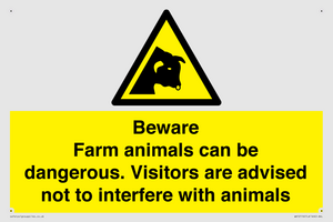 Beware Farm animals can be dangerous. Visitors are advised not to interfere with animals